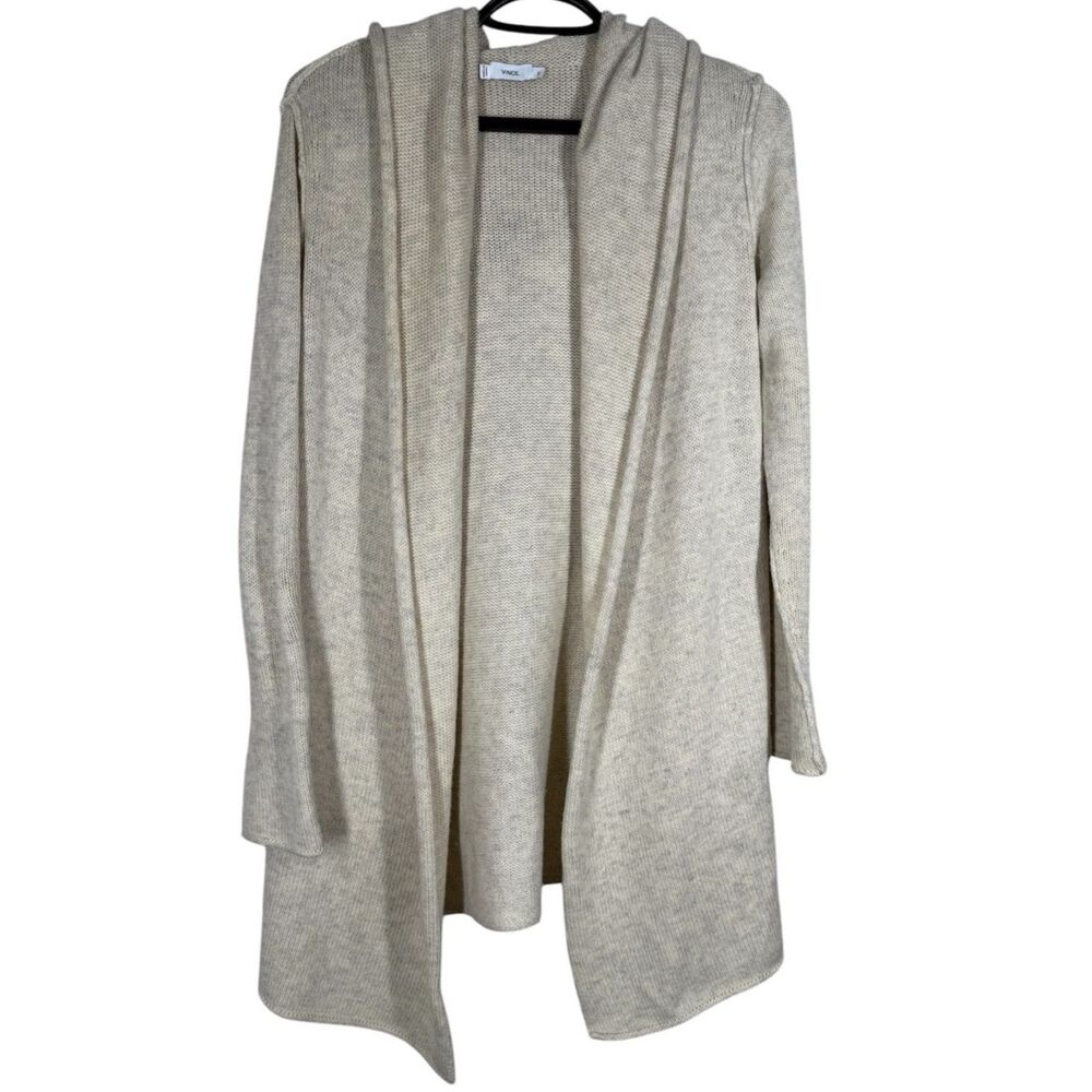 Vince Yak Wool Longline Cardigan Womens Sz XS Chunky Hooded Open Front Basic